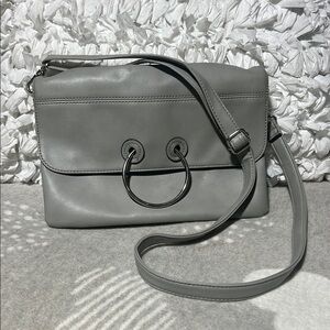 Gray Leather like  Shoulder Bag